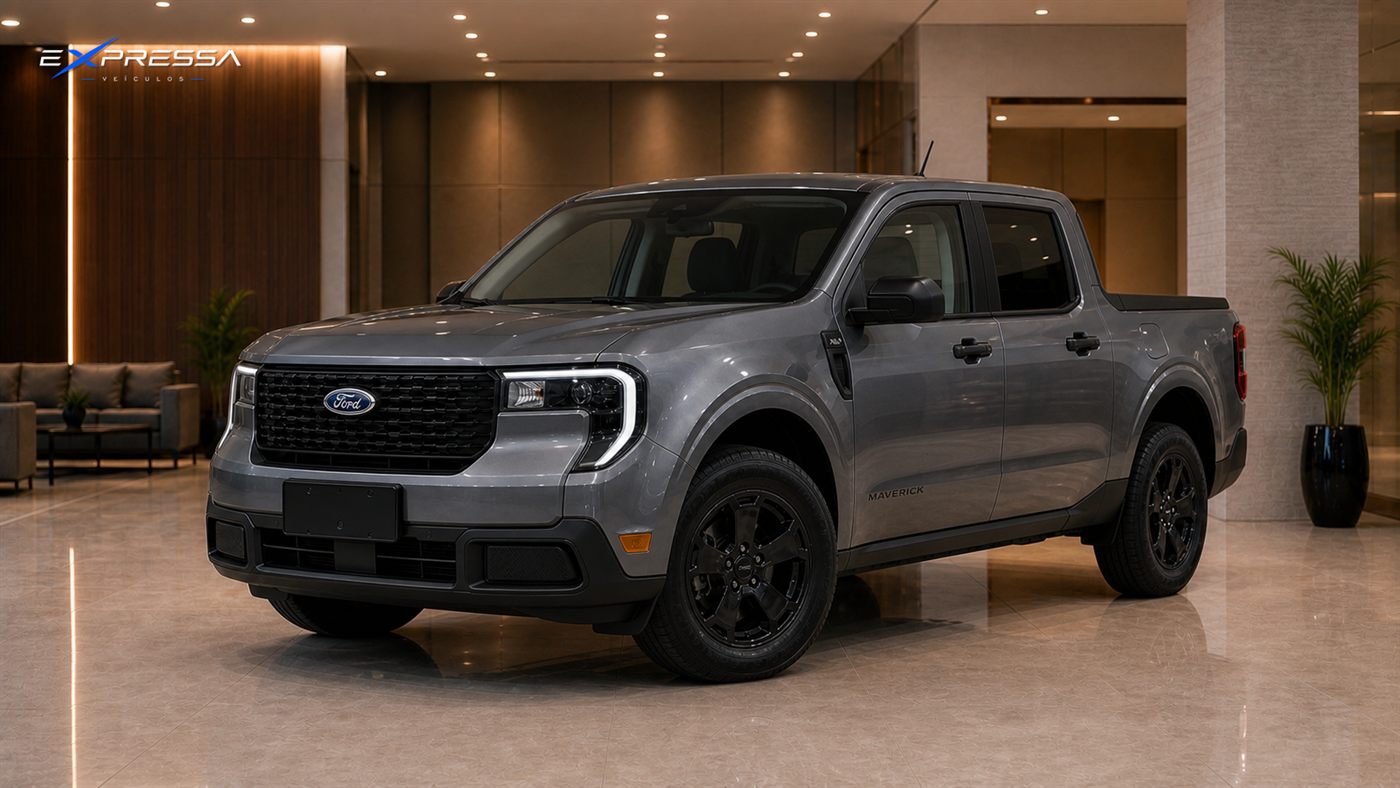 Ford Maverick FX4 cinza 0 km, angulo dianteiro